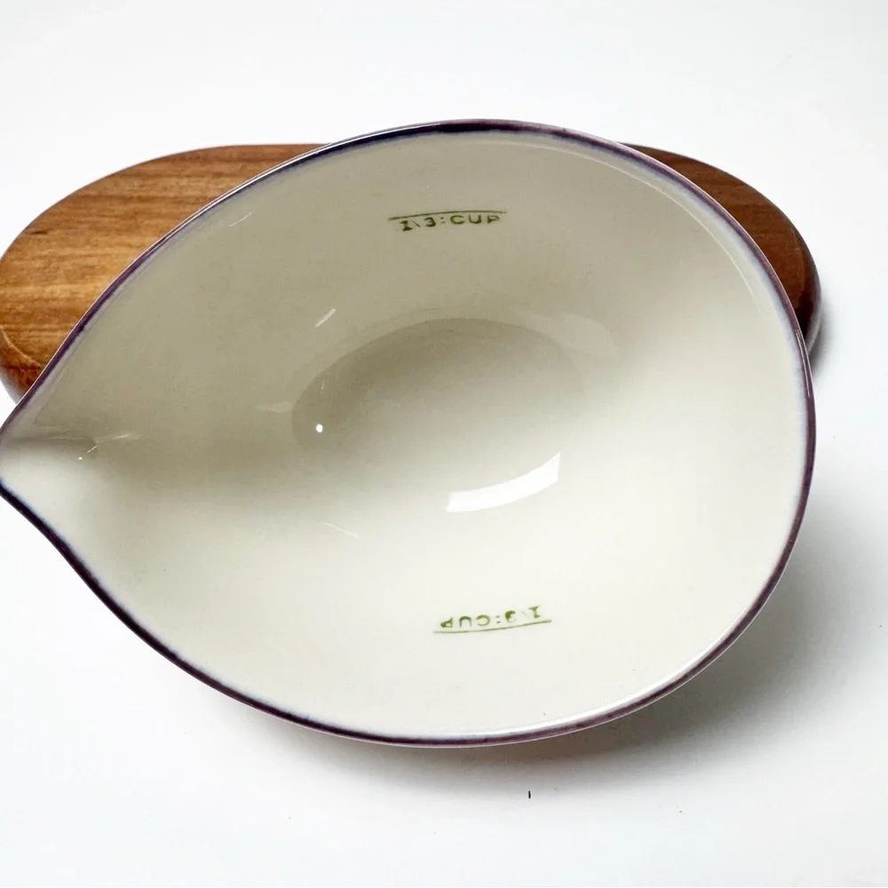 Pier 1 Hand Painted Floral Nesting Stoneware Measuring Cups Set of 2
